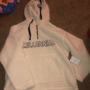 Medium Sherpa half zip hoodie fits medium large